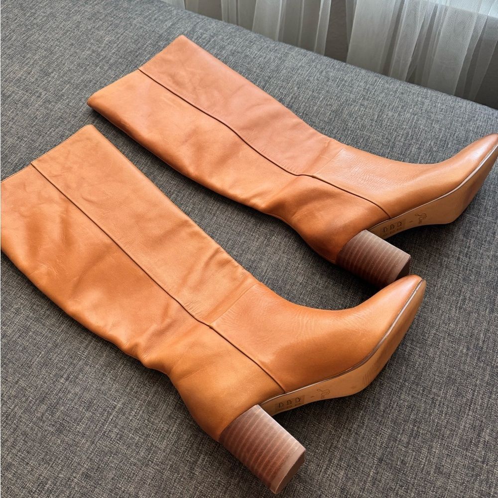 J. CREW Tall Slouch Leather Willa Boots in Burnished Sand Size 6 - Picture 13 of 15